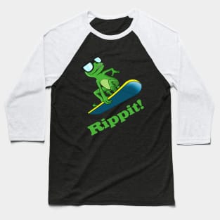 Cool Frog on a Snowboard Baseball T-Shirt